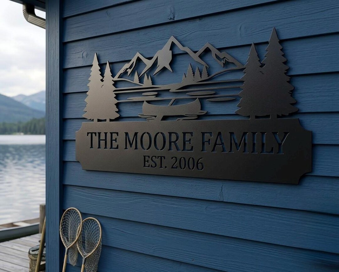 Custom Lake House Sign, Metal Cabin Decor, Mountain Family Name Sign ...