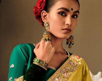 Chinon Wedding Saree: Heavy Embroidery Butti, Designer Party Wear