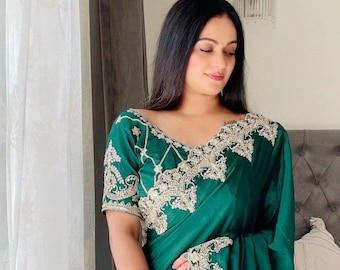 Chinon Wedding Saree: Heavy Embroidery Butti, Designer Party Wear