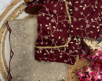 Champagne Gold Bollywood Saree: Zari Embroidery, Stitched Blouse