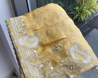Fendy Chiffon Saree: Heavy Embroidery Butti, Designer Party Wedding Wear