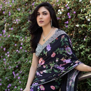 Designer Georgette Saree: Bollywood Embroidery, Party Wedding Wear