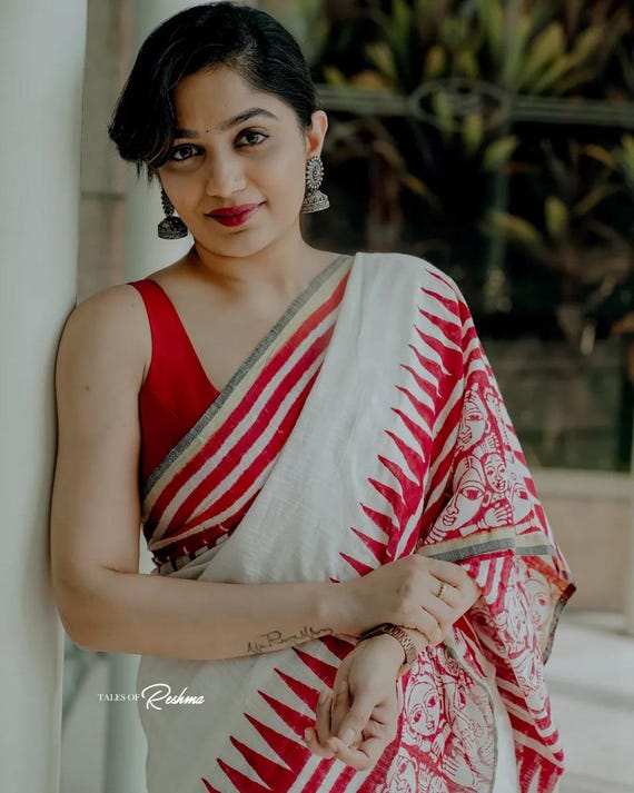 Soft Cotton Digital Print Saree: Bollywood Party Wedding Wear