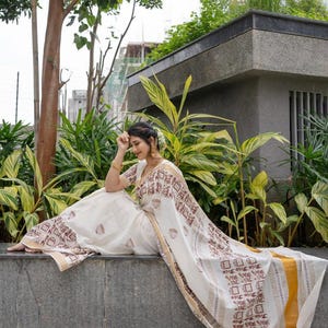 Soft Linen Cotton Saree: Digital Print Bollywood Designer Saree