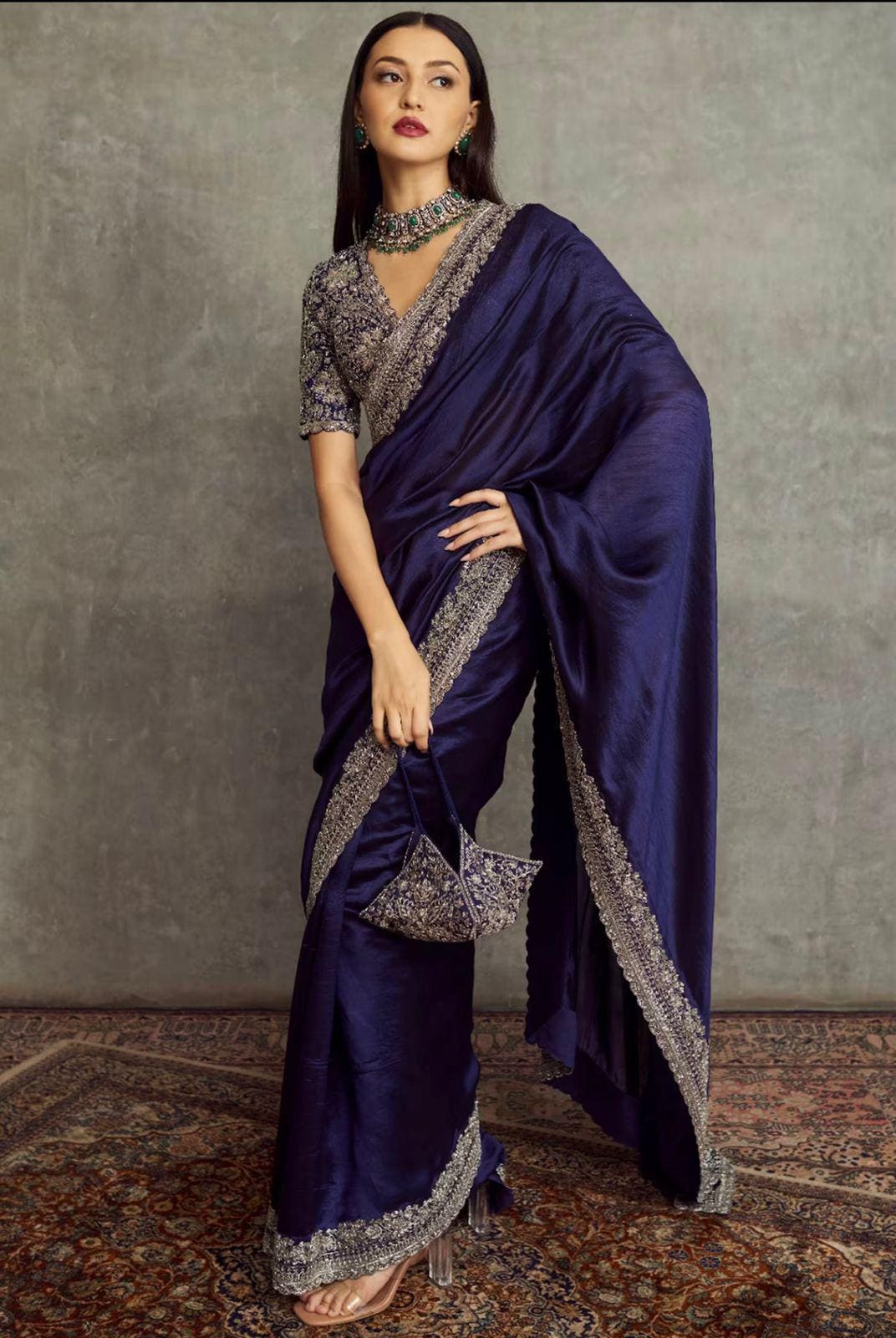 Georgette Sequin Saree: Alia Bhatt Inspired Bollywood Party Wear