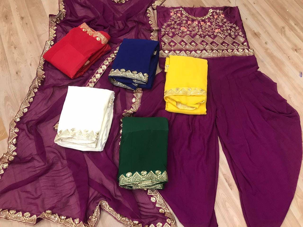 Green Sequin Crop Top With Dhoti Pants And Dupatta Set
