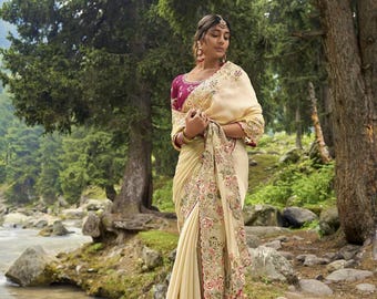Bollywood Embroidery Saree: Zimmy Cho Silk, Wedding Party Wear