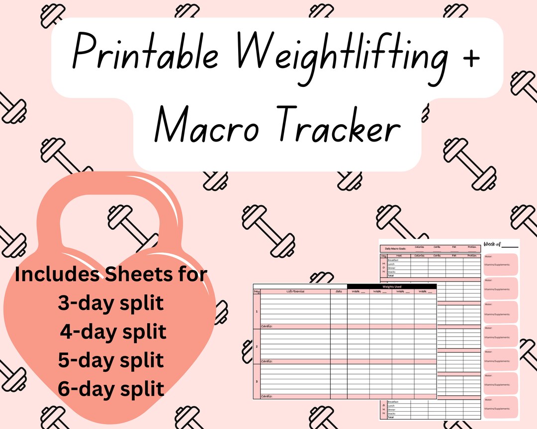 Printable Workout Tracker and Macro Tracker Workout Planner Weightlifting Log - Etsy