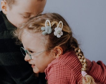 Haarspangen Kinder Mädchen Hase & Blume zu Ostern in verschiedenen Farben