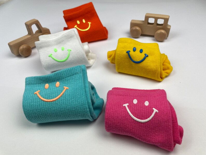 Kindersocken mit lustigem Smiley verschiedene Farben Bild 3