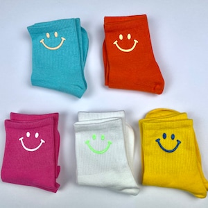 Kindersocken mit lustigem Smiley verschiedene Farben Bild 1