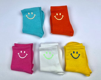 Kindersocken mit lustigem Smiley verschiedene Farben