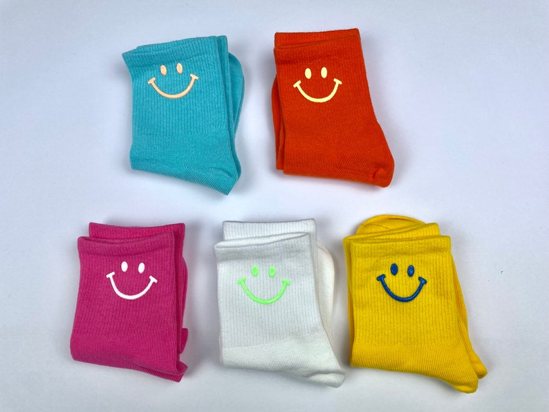 Kindersocken mit lustigem Smiley verschiedene Farben Bild 1
