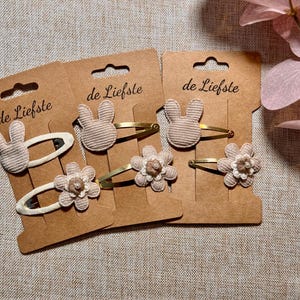 Haarspangen Kinder Mädchen Hase & Blume zu Ostern beige