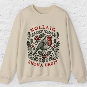 EUROPEAN SHIPPING Nollaig Shona Dhuit Irish Christmas Crewneck Jumper | Merry Christmas Irish Sweatshirt, Gaelic Happy Christmas Sweater