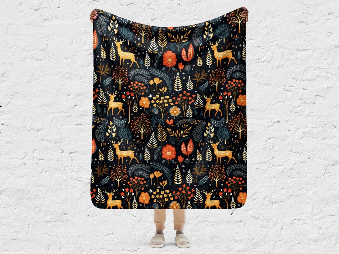 Scandinavian Festive Fleece Blanket Nordic Christmas Sherpa Throw, Cozy