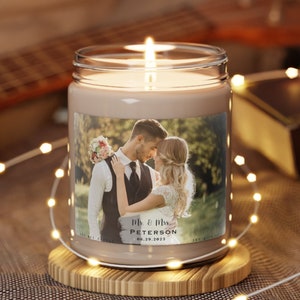 Personalized Photo Candle, Custom Wedding Photo Candle, Scented Soy Candle With Picture, Photo Candle Gift Home Decor, 9oz