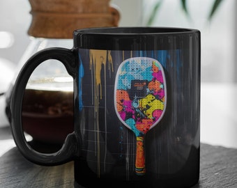 Pickleball Mug, 15 oz, Pickleball Design Mug, Pickleball Art, Pickleball Lover, Pickleball Gifts, Pickleball Themed Mug, Graffiti Mug