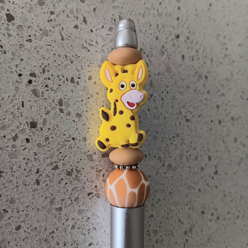 Giraffe Keychain Bar Giraffe Beaded Pen Beaded Silicone Etsy