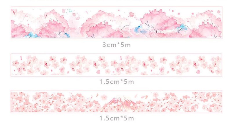 Set of 3 Blossoming Sakura Washi Tapes, Scrapbook, Journal, Post Office ...