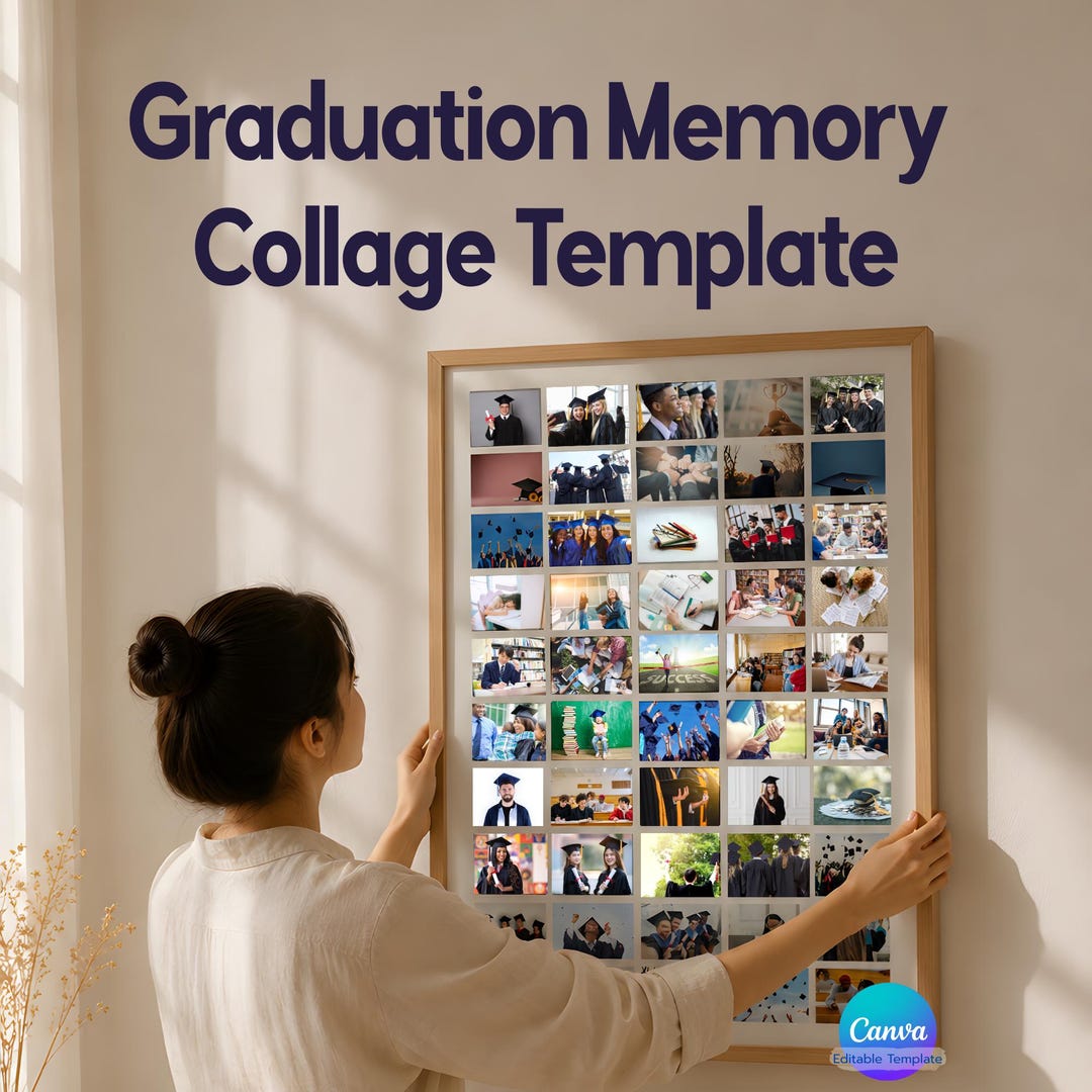 Graduation Memory Collage Template | Editable Canva Grad Poster | 50 ...