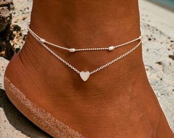 Heart Anklet ~ Adjustable Anklet ~ Anklet for Women ~ Gold Heart Anklet ~ Silver Heart Anklet