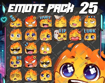 25 emotes | Chibi flame twitch emote | Cute Fireball | Flame | Fire | Twitch-emotes | Discord-emotes | Youtube-emotes | Animated emotes