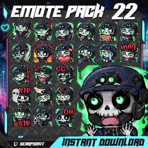 22 emotikony Twitch | PAKIET 1 | P2U | Żołnierz wojskowy COD Duch, Czaszka, Żniwiarz (animowane i statyczne)