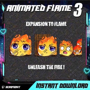 3 animated emotes | Chibi flame twitch emotes | Cute Fireball | Flame | Fire | Twitch-emote | Twitch emote for streamers | Animated emote