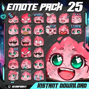 25 emotes | Chibi flame twitch emote | Cute Fireball | Flame | Fire | Pink | Twitch-emotes | Twitch emote for streamers | Animated emotes