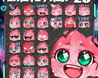 25 Twitch Emotes: Pink Chibi Feuer Flamme Pack (Animated & Static)