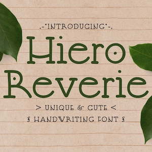 Hiero Reverie Font - Make a Note font, neat handwritten font, handwriting font, neat handwriting, simple handwriting, neat font, simple font