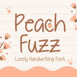Fonte manuscrita Goodnotes Estudo de fonte simples Nota digital Fonte fofa Fontes de caligrafia limpa Procreate Font Planner Writing | Fuzz de pêssego