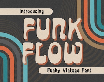 Funk Flow lettertype - Retro lettertype, Groovy lettertype, Boho, Bubbly lettertype, Hippie, Cricut lettertypen, lettertypen voortbrengen, Vintage lettertype, nostalgisch lettertype, Disco lettertype