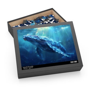 Blue Whale Puzzle. Majestic Blue Whale Puzzle, Whale Puzzle, Playful Puzzle, Fun Puzzle, Volorful Puzzle, Ocean Puzzle, Gift, Games, Jigsaw