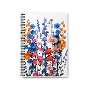 Blooming Pages: Blumen Notizbuch mit liniertem, liniertem 15x28cm Notizbuch mit Blumen und Blumen zum Verschönern - das perfekte Geschenk! Trending auf Etsy, ein Bestseller