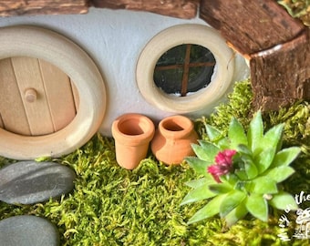 2x Miniature Terracotta Clay Pots