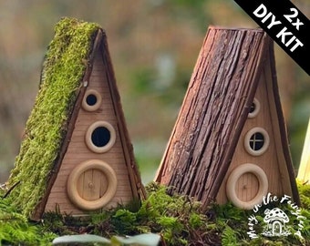 2x DIY A-Frame Fairy House Kit - Whimsical Craft for Magical Gardens