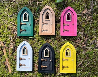 Enchanting Colored Gothic Fairy Doors for Outdoor Fairy Gardens