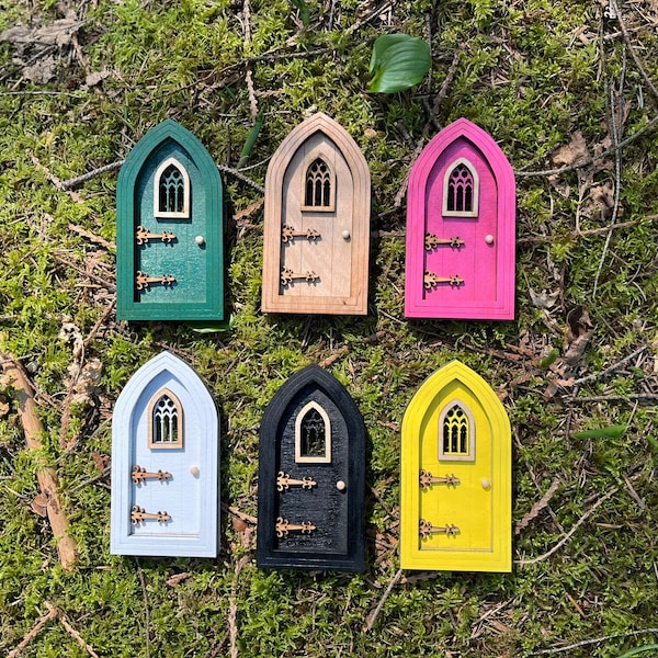 Enchanting Colored Gothic Fairy Doors for Outdoor Fairy Gardens