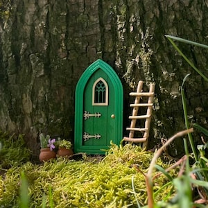 Gothic Fairy Door - Outdoor Garden Accent, Whimsical Tree Base Decor