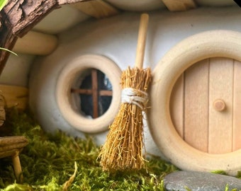 Enchanting Miniature Straw Brooms for Your Fairy Wonderland