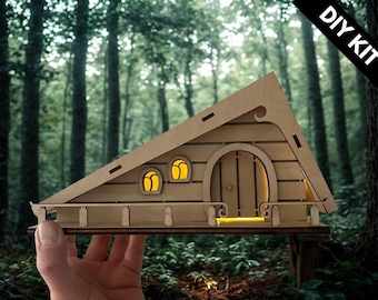 DIY Fairy House Kit - Wooden Fairy Garden House with Solar Roof - Alina