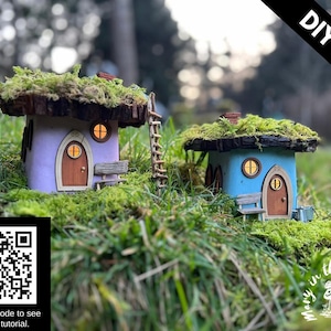 Build-Your-Own TWO Fairy Houses – Whimsical DIY Kit with Clay, Moss, Solar Roofs & Magic in Every Detail