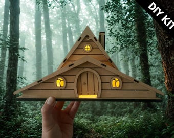 DIY Fairy House Kit with Solar Light - Wooden Fairy Cottage (Lili)
