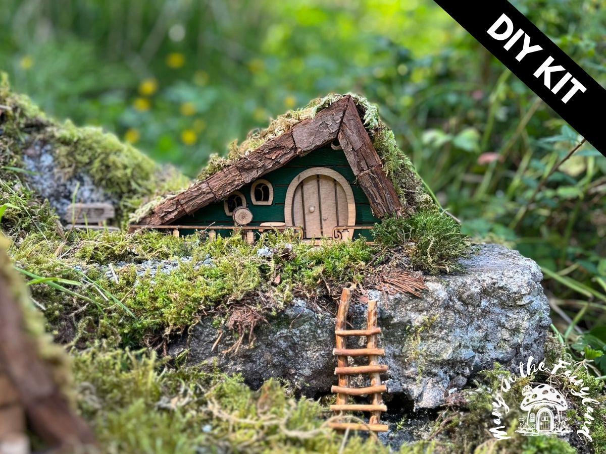 DIY Fairy House Kit with Solar Light – Easy Wooden Craft for All Ages – Garden Decoration – Build & Paint Fairy Cottage