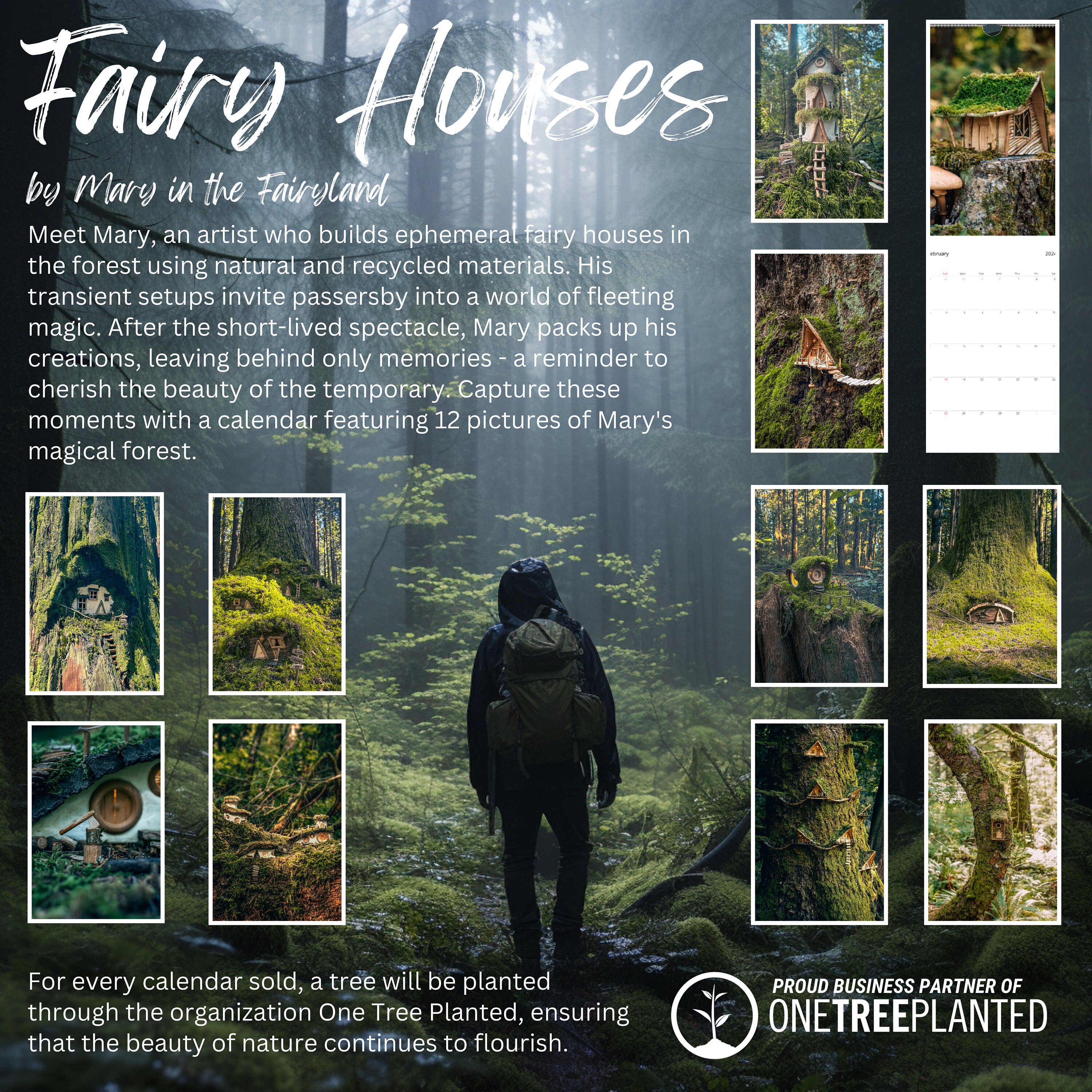 Fairy Houses Wall Calendar 2024 by Mary in the Fairyland USA & Canada