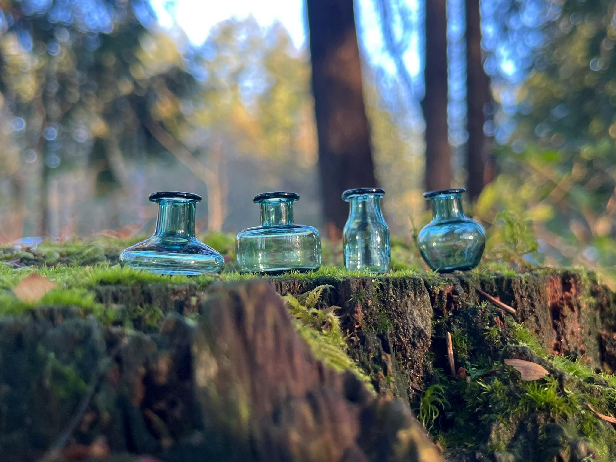 Set of 4pcs Vintage Mini Glass Vases