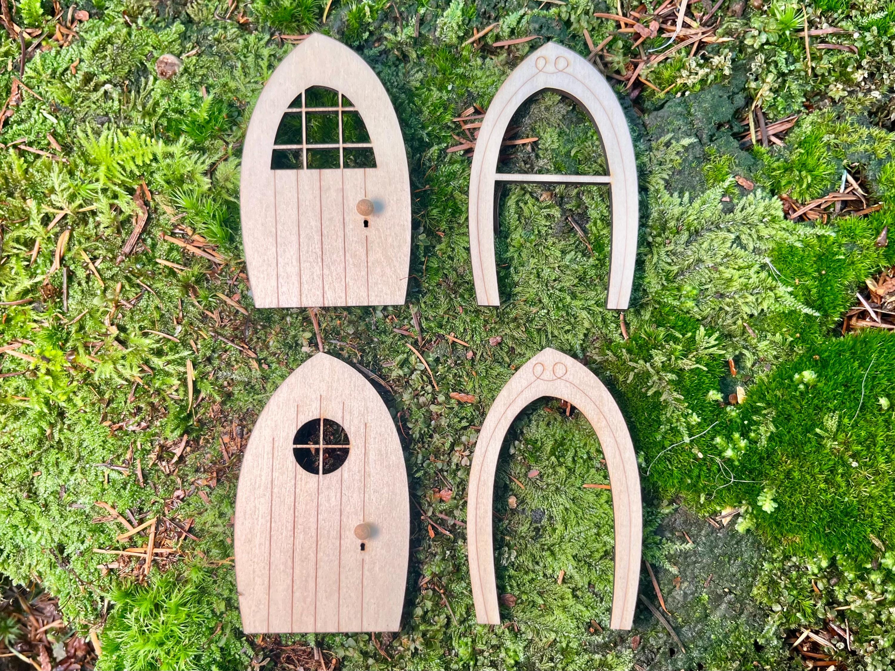 25-Piece Unfinished Fairy Door & Window Kit - Miniature Wood Craft For Garden & Dollhouse