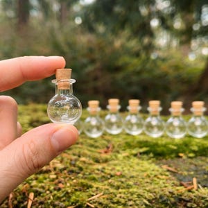 Set of 10 Enchanted Transparent Miniature Glass Bottles